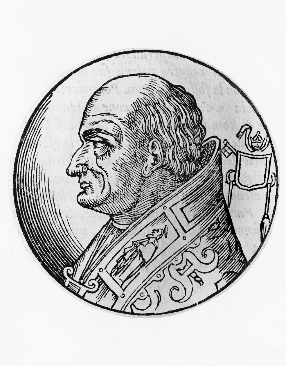 Portrét svatého Lva III. (750-816), 96. papeže katolické církve z roku 796, rytina od Unbekannt Unbekannt