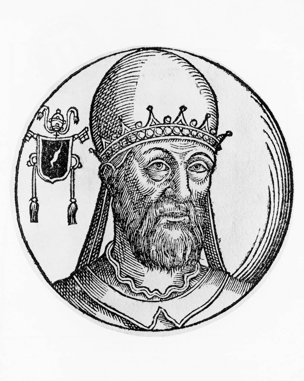 Portrét svatého Martina I. (zemřel 655), 74. papež katolické církve z roku 649, rytina od Unbekannt Unbekannt