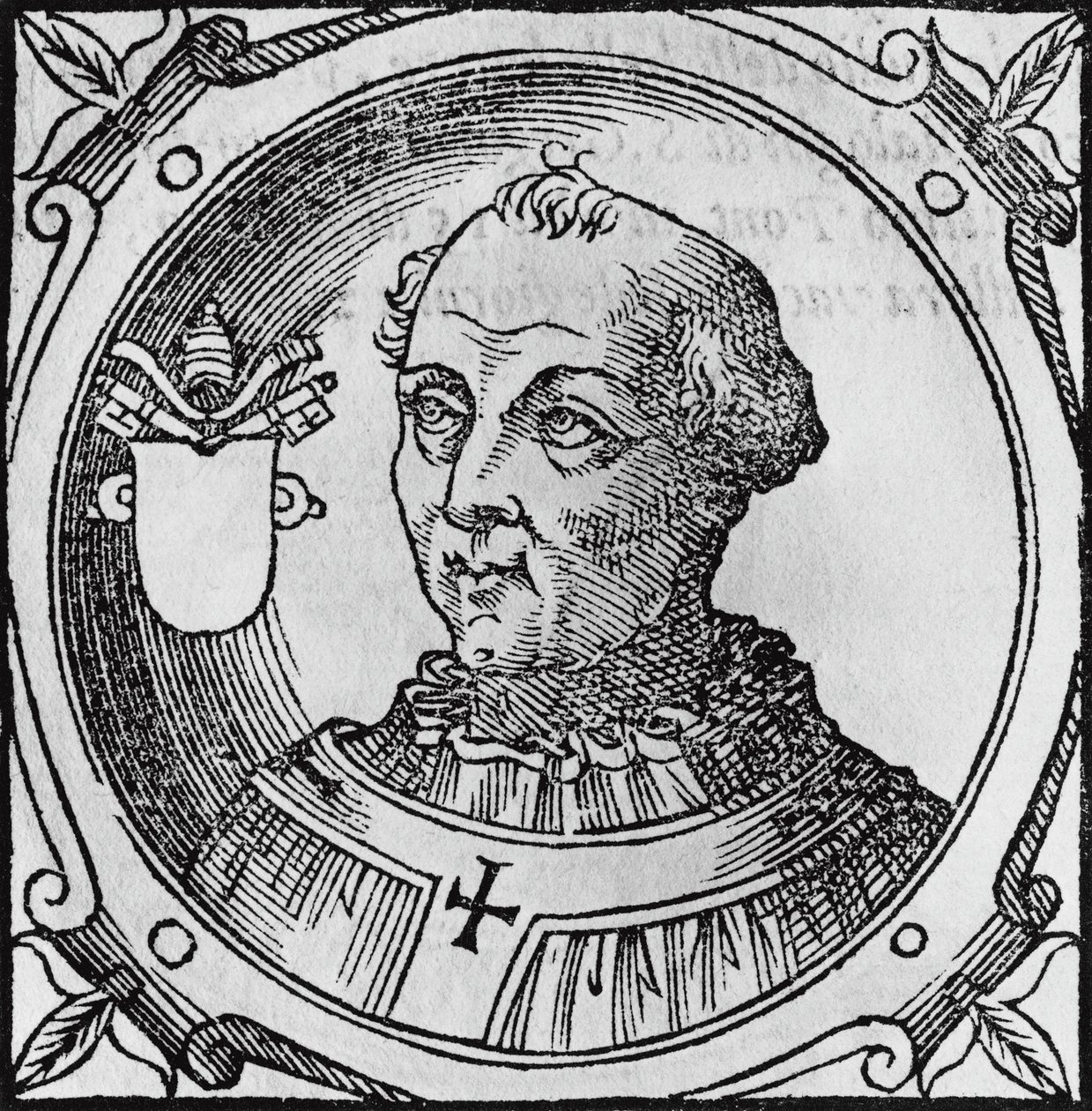 Portrét Štěpána II. nebo III. (cca 714-757), 92. papež katolické církve z roku 752, rytina od Unbekannt Unbekannt
