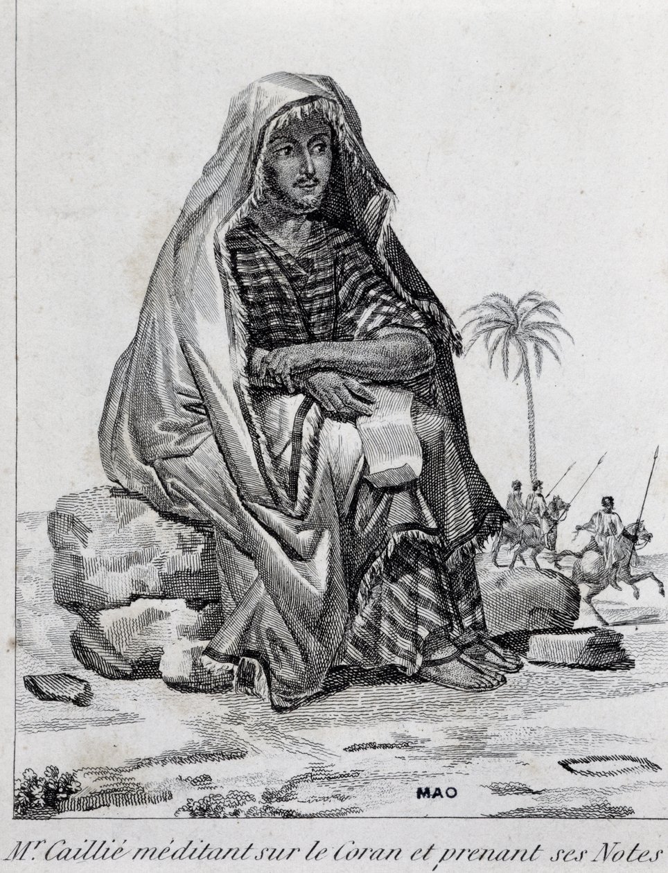 Rene Caillie (1799-1838), průzkumník v arabském oblečení, meditující o Koránu od Unbekannt Unbekannt