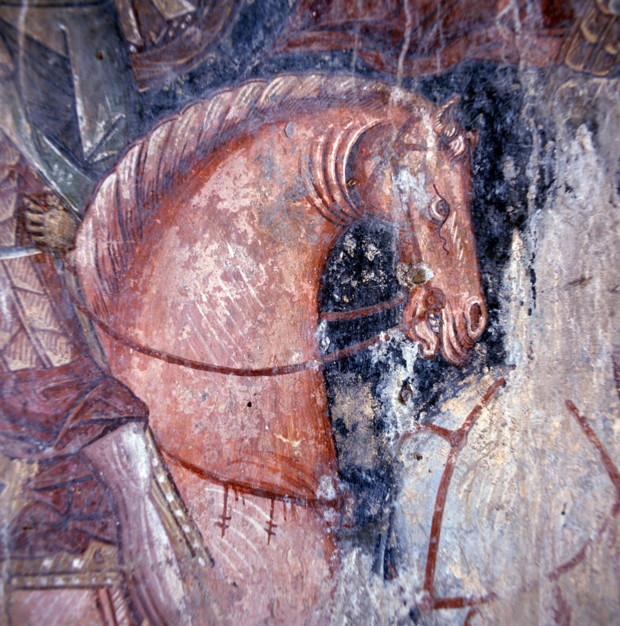 Svatý na koni, freska v kostele v Palaia Roumata, Kréta, Řecko, Detail (foto) od Unbekannt Unbekannt