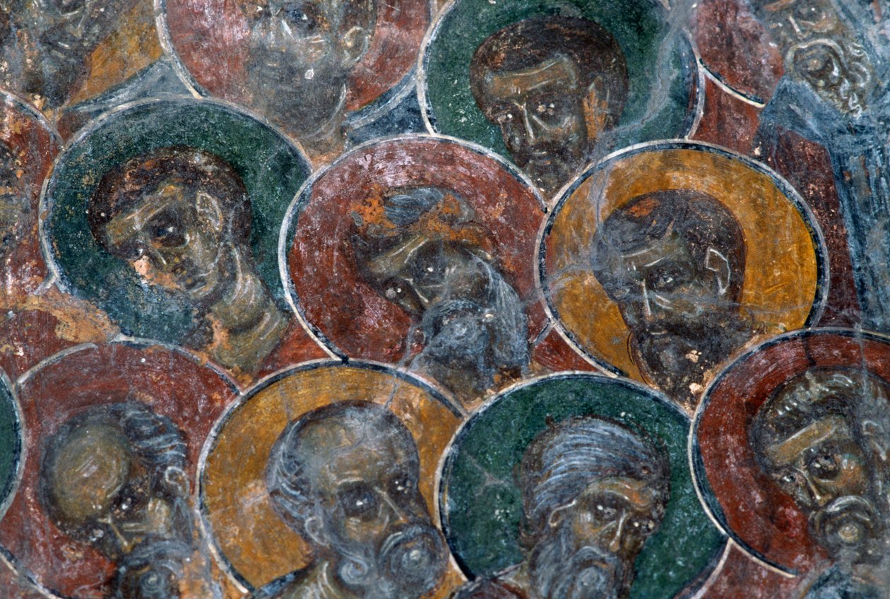 Svatí, freska na stropě kostela Agia Paraskevi, Anisaraki, Kréta, Řecko (foto) od Unbekannt Unbekannt