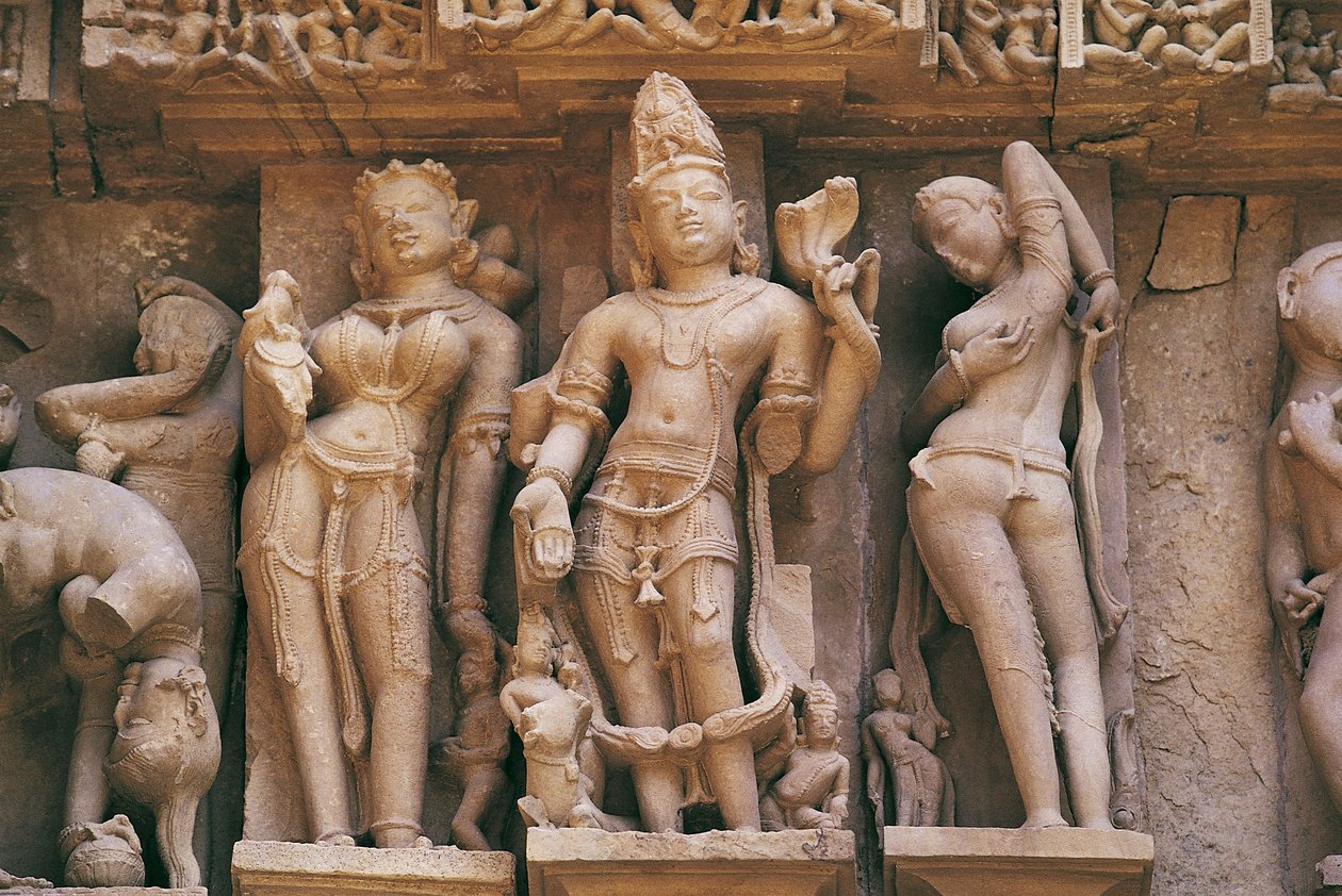 Sochy, chrám Lakshmana, skupina památek Khajuraho (Seznam světového dědictví UNESCO od Unbekannt Unbekannt