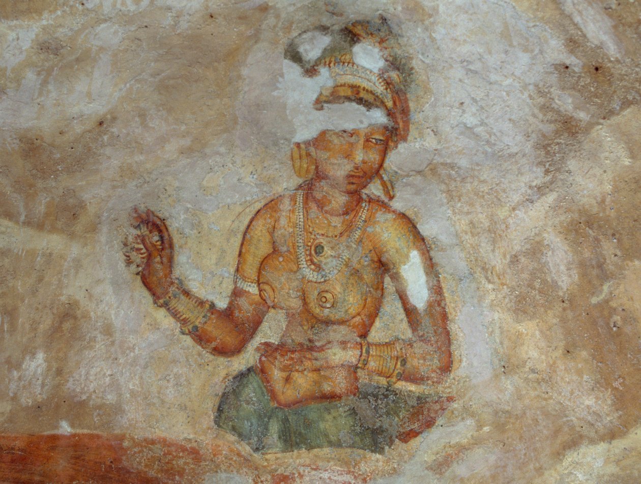 Srí Lanka, Freska dívek v archeologickém komplexu Sigiriya (Seznam světového dědictví UNESCO od Unbekannt Unbekannt