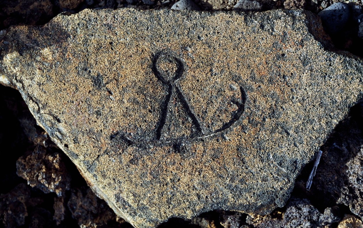 Kamenná rytina, Puako Petroglyph Archaeological District, Island of Hawaii, United States od Unbekannt Unbekannt