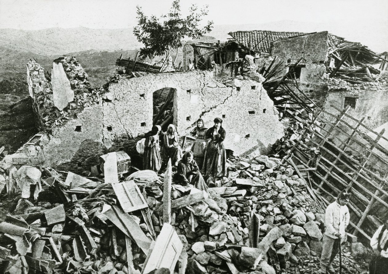 Přeživší v troskách ve Ferruzzano, zemětřesení v Kalábrii od Unbekannt Unbekannt