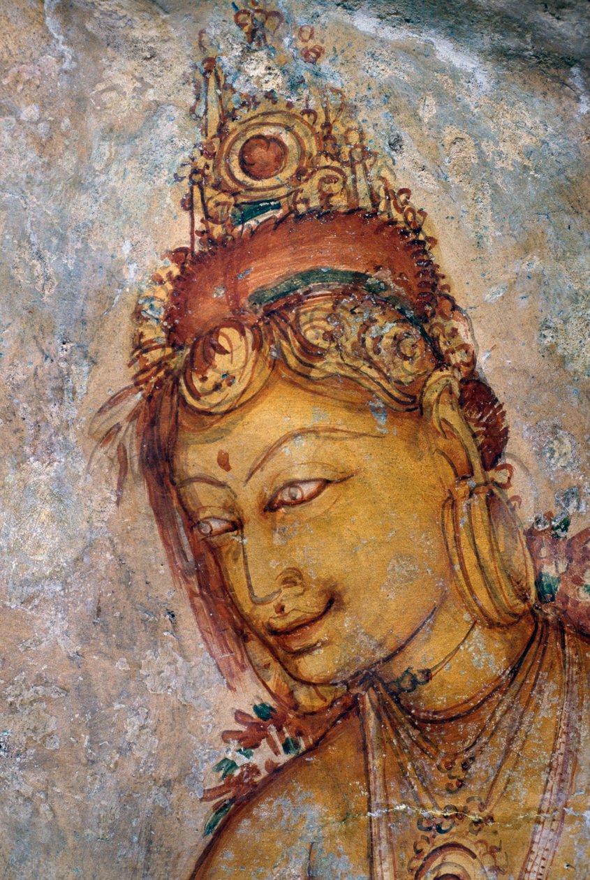 Panny ze Sigiriya, freska, archeologické naleziště Sigiriya (Seznam světového dědictví UNESCO od Unbekannt Unbekannt