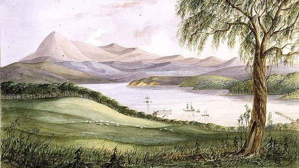 Twofold Bay, New South Wales, cca 1860 (akvarel) od Lieutenant George Austin Woods