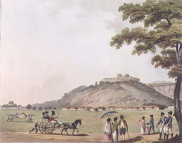 Pohled na horu Svatého Tomáše u Madrásu, deska 20 z knihy "Malebné scenérie v království Mysore", vyryl H. Merke (fl.1800-20), vydal Edward Orme (1774-c.1820) 1804 (akvatinta) od Lieutenant James (after) Hunter