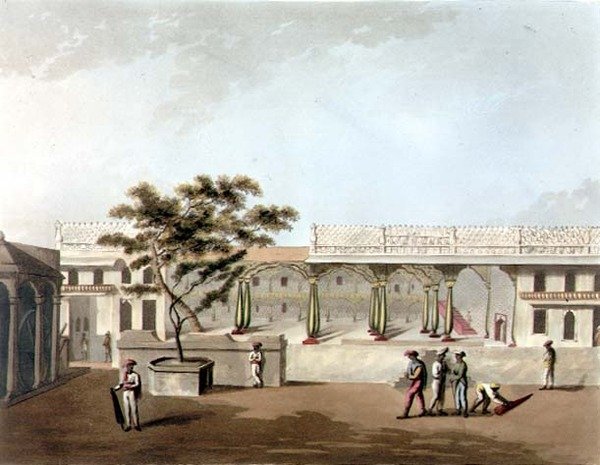 Severní průčelí Tippoova paláce, Bangalore, deska 9 z knihy "Pictorial Scenery in the Kingdom of Mysore", vyryl H. Merke (fl.1800-20), vydavatel Edward Orme (1774-c.1820) od Lieutenant James (after) Hunter