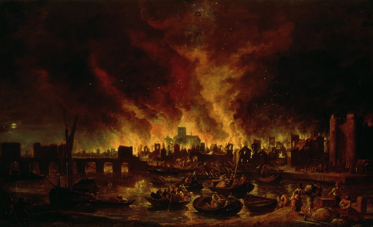 Velký požár Londýna v roce 1666 od Lieve Verschuier