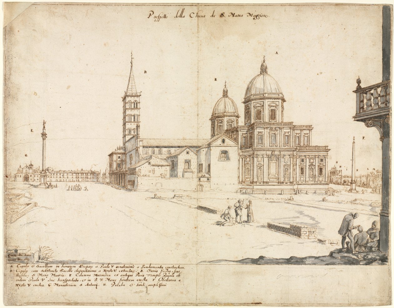 Osmnáct pohledů na Řím: Bazilika Santa Maria Maggiore, 1664. od Lievin Cruyl