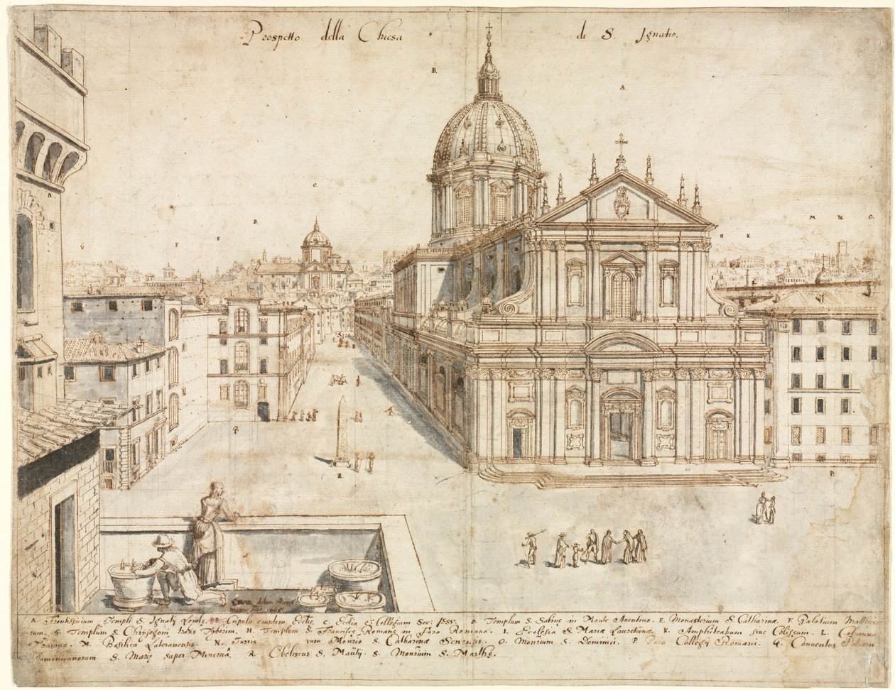 Osmnáct pohledů na Řím: Kostel SantIgnazio, 1665. od Lievin Cruyl
