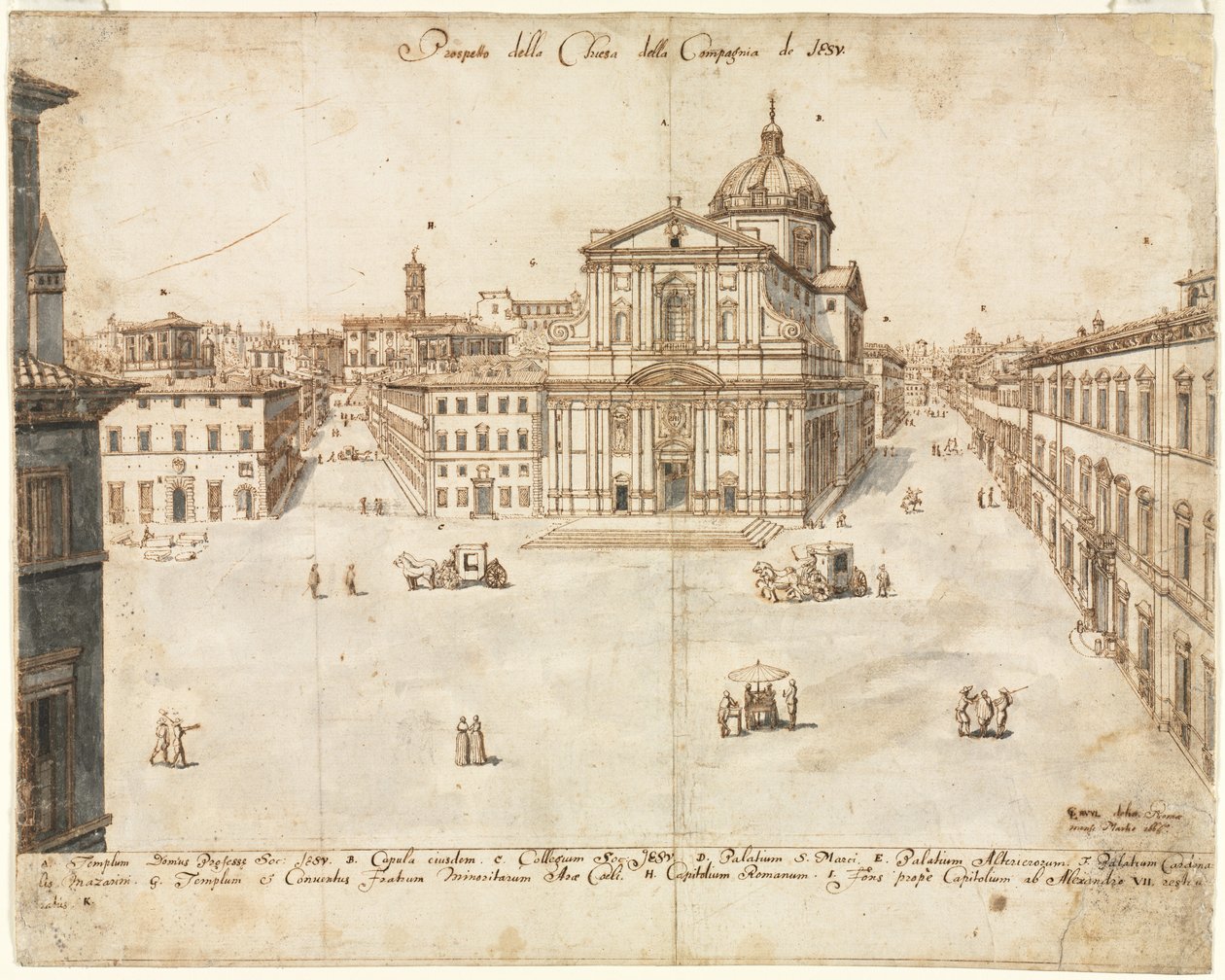 Osmnáct pohledů na Řím: Kostel Gesù, 1665. od Lievin Cruyl