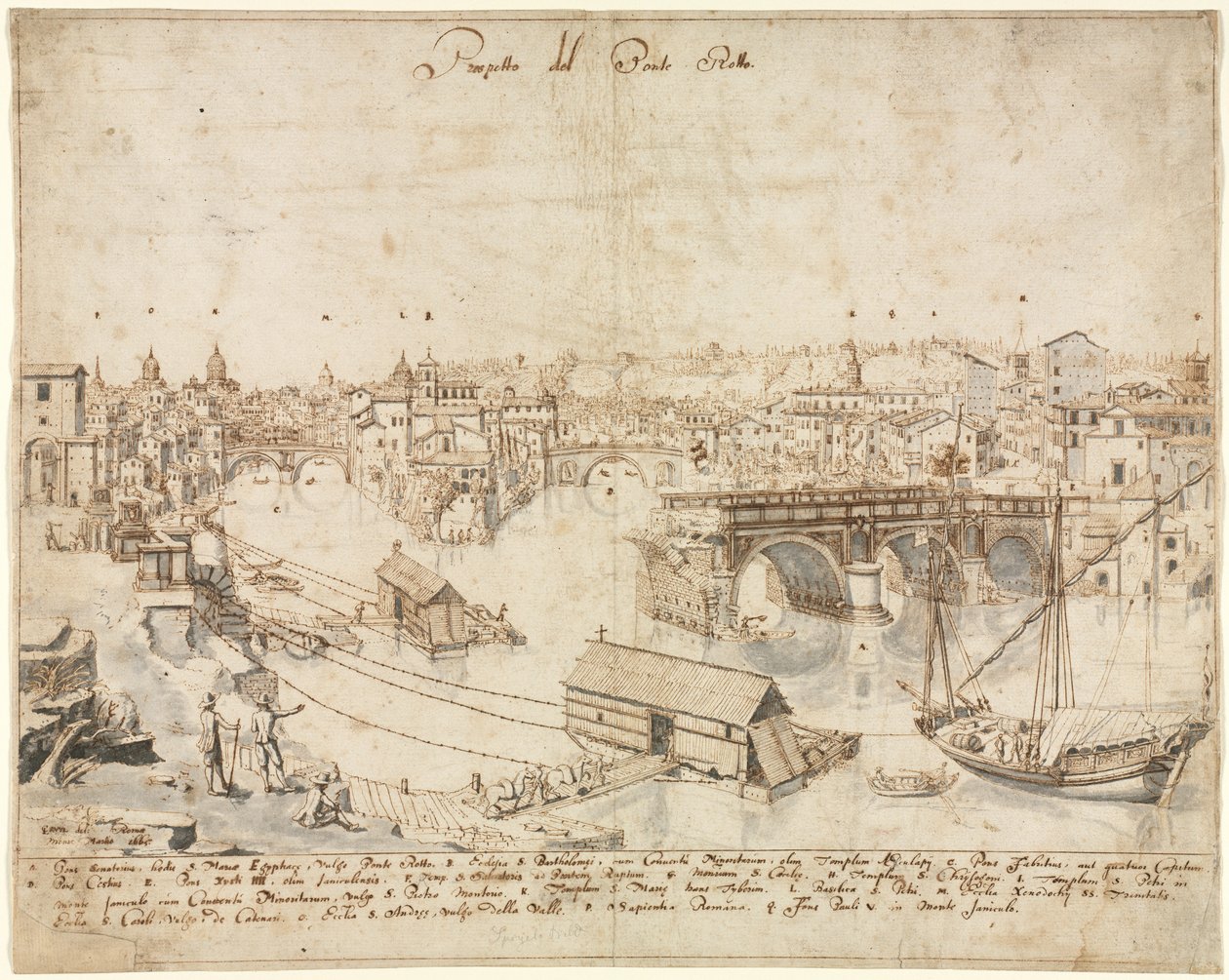 Osmnáct pohledů na Řím: Ponte Rotto, 1665. od Lievin Cruyl