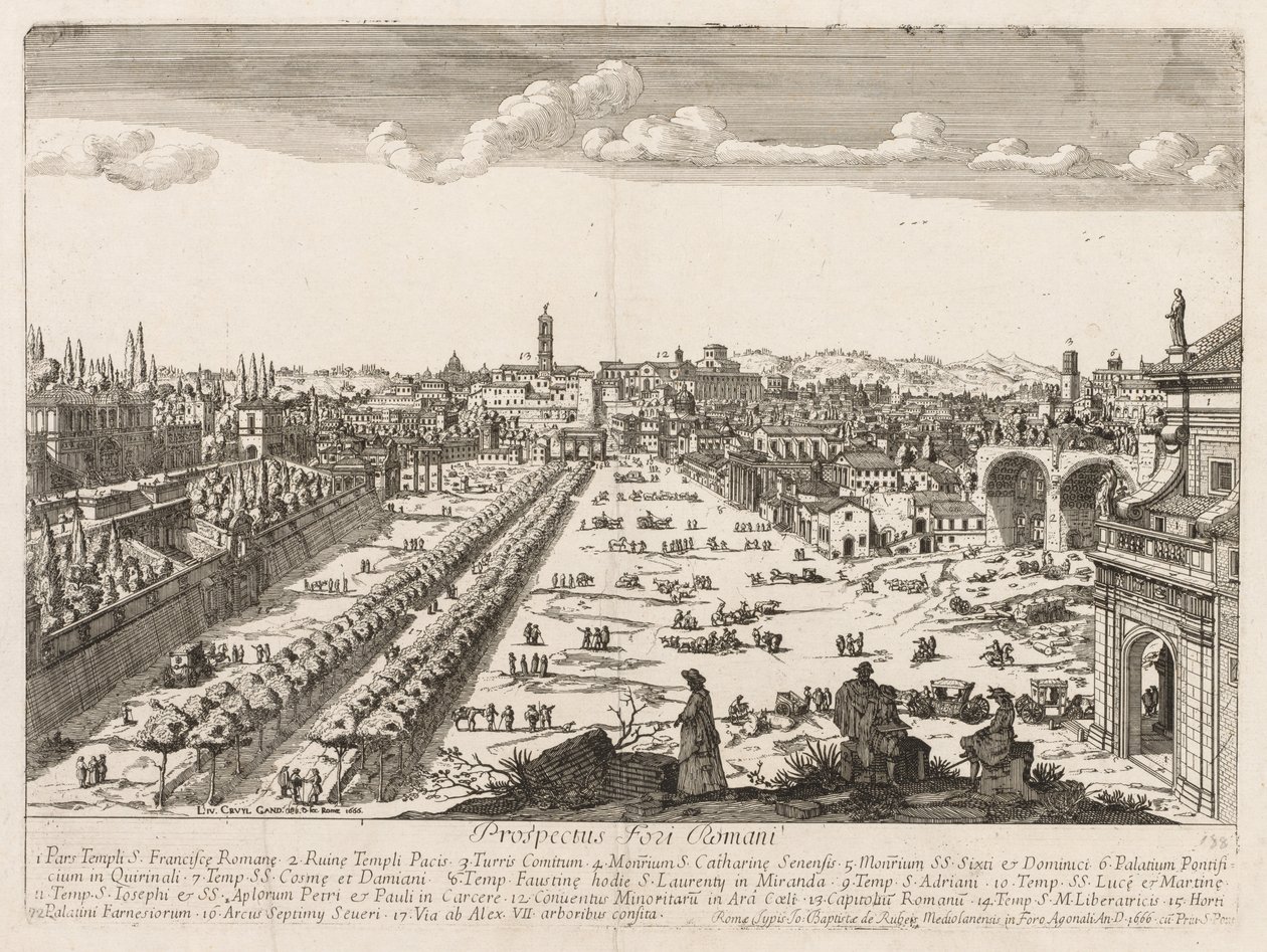 Forum Romanum z Prospektu, 1666 od Lievin Cruyl