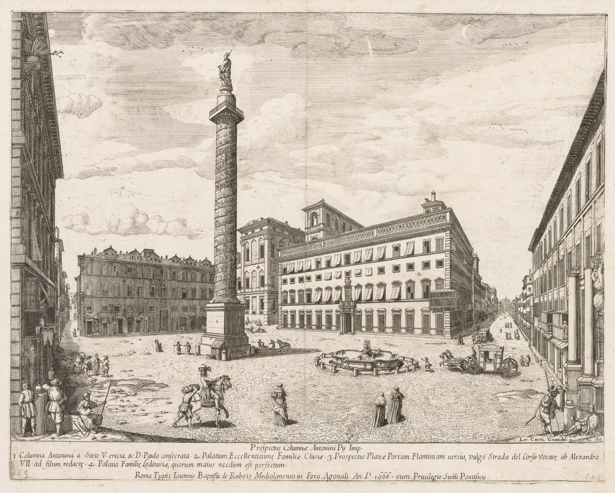 Piazza Colonna, 1666 od Lievin Cruyl