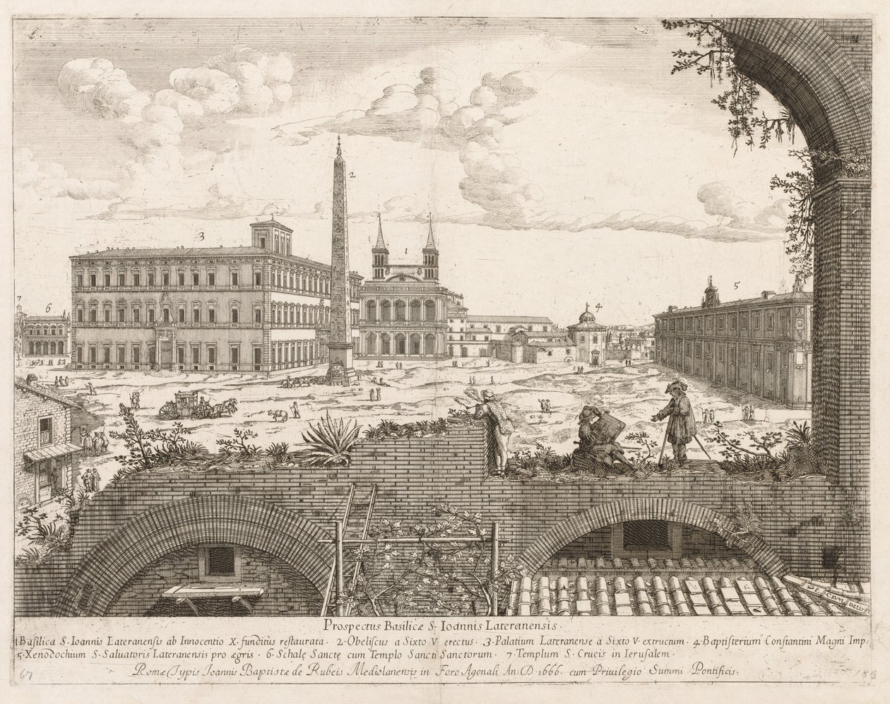 S. Giovanni in Laterano z Prospektu Locura města Říma, 1666. od Lievin Cruyl