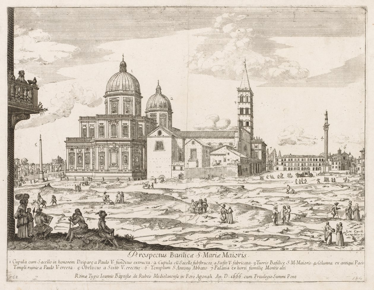 Santa Maria Maggiore z Prospektu Lourum města Říma, 1666. od Lievin Cruyl