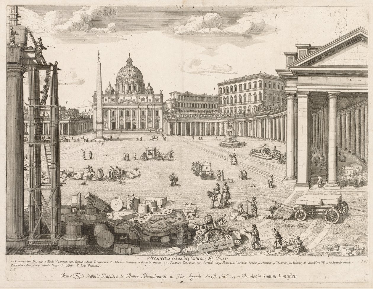 Svatý Bazilika svatého Petra z Prospektu Lourum města Říma, 1666. od Lievin Cruyl