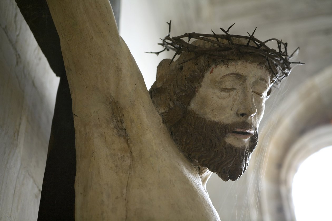 Kristus na kříži, detail (lakované dřevo) od Ligier Richier