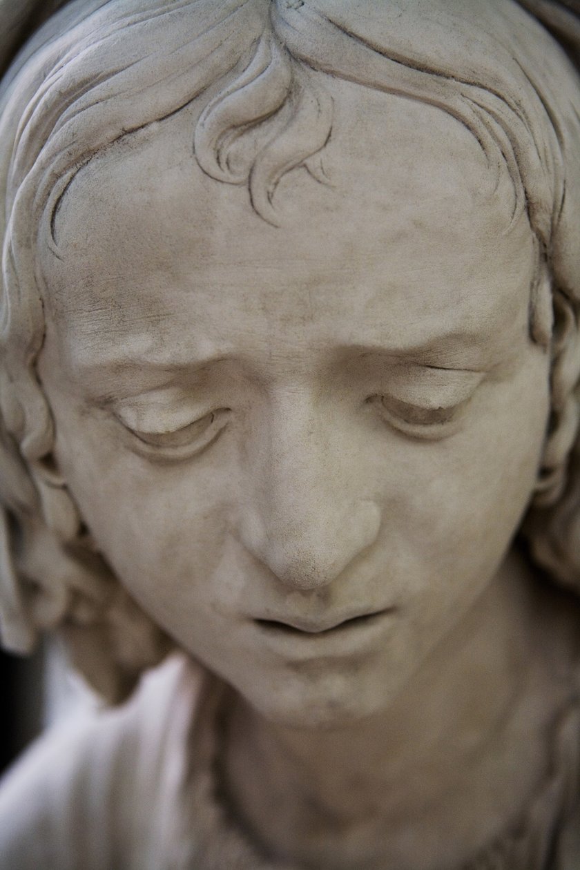 Pohřeb a mdloby Panny, detail: hlava Salome od Ligier Richier