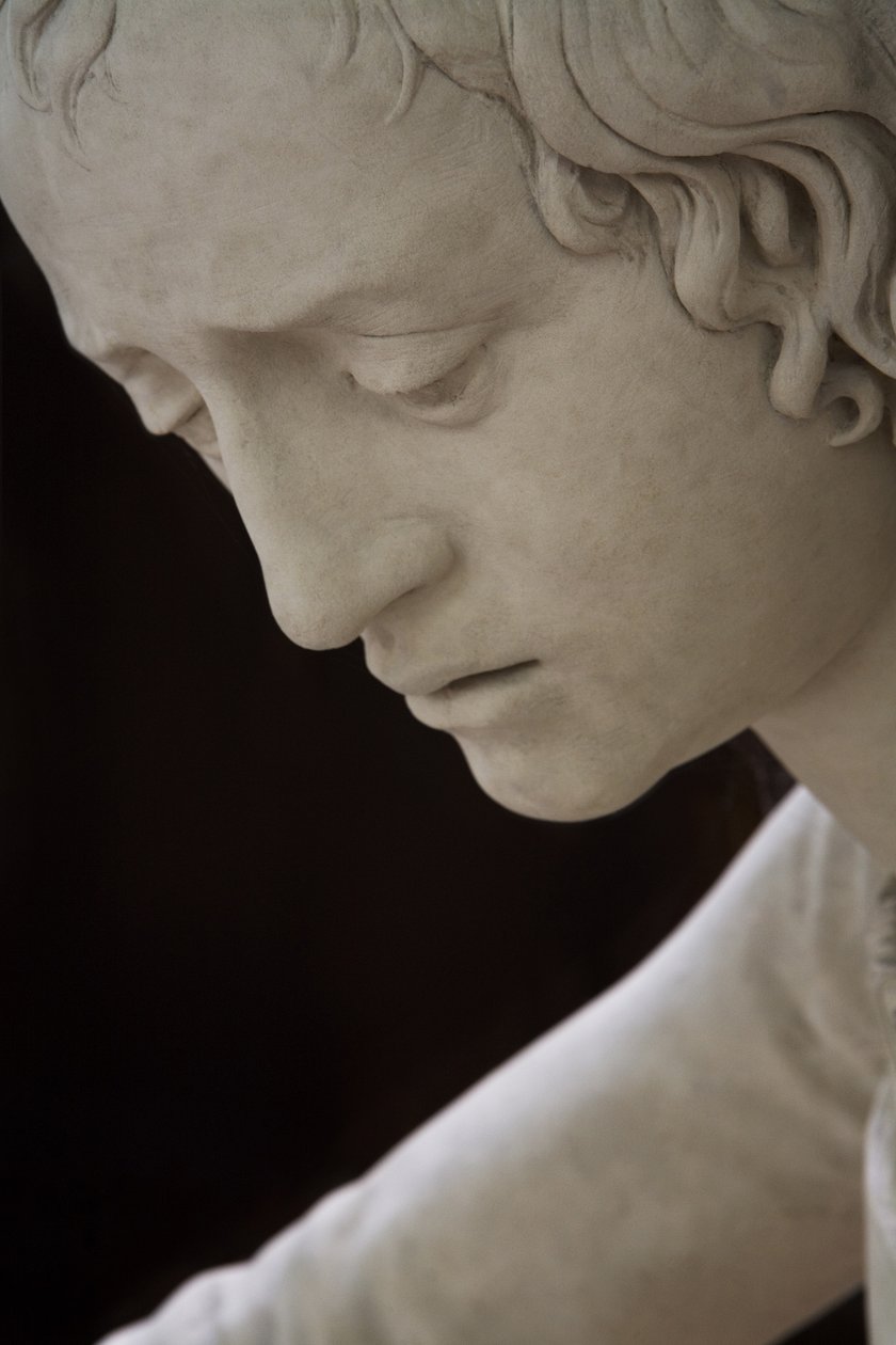 Pohřbení a mdloby Panny Marie, detail: hlava sv. Jana od Ligier Richier