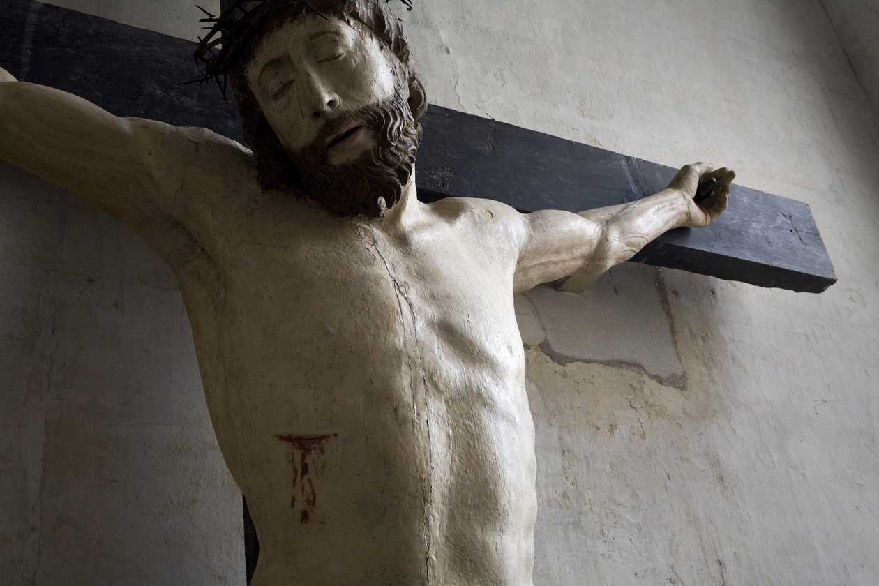 Kristus na kříži, detail (lakované dřevo) od Ligier Richier
