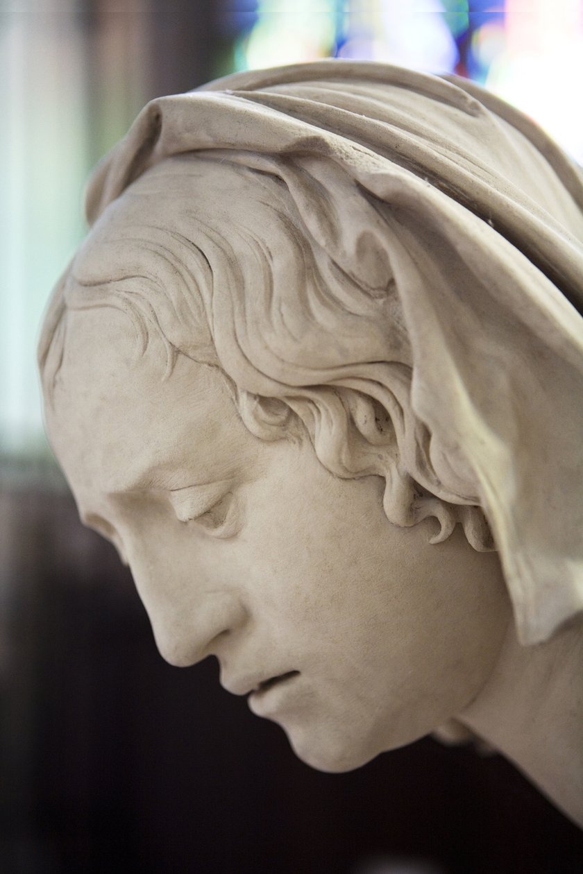 Pohřeb a mdloby Panny, detail: hlava Salome od Ligier Richier