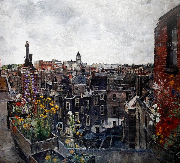 City of London Skies and Flowers (Roofs of High Holborn) 30. léta (olej na plátně) od Lily Delissa Joseph