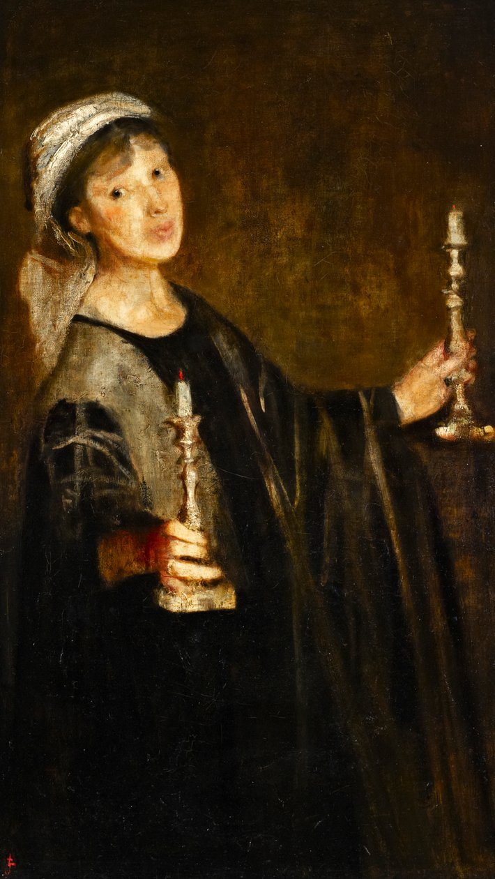 Autoportrét se svíčkami, asi 1906 (olej na plátně) od Lily Delissa Joseph