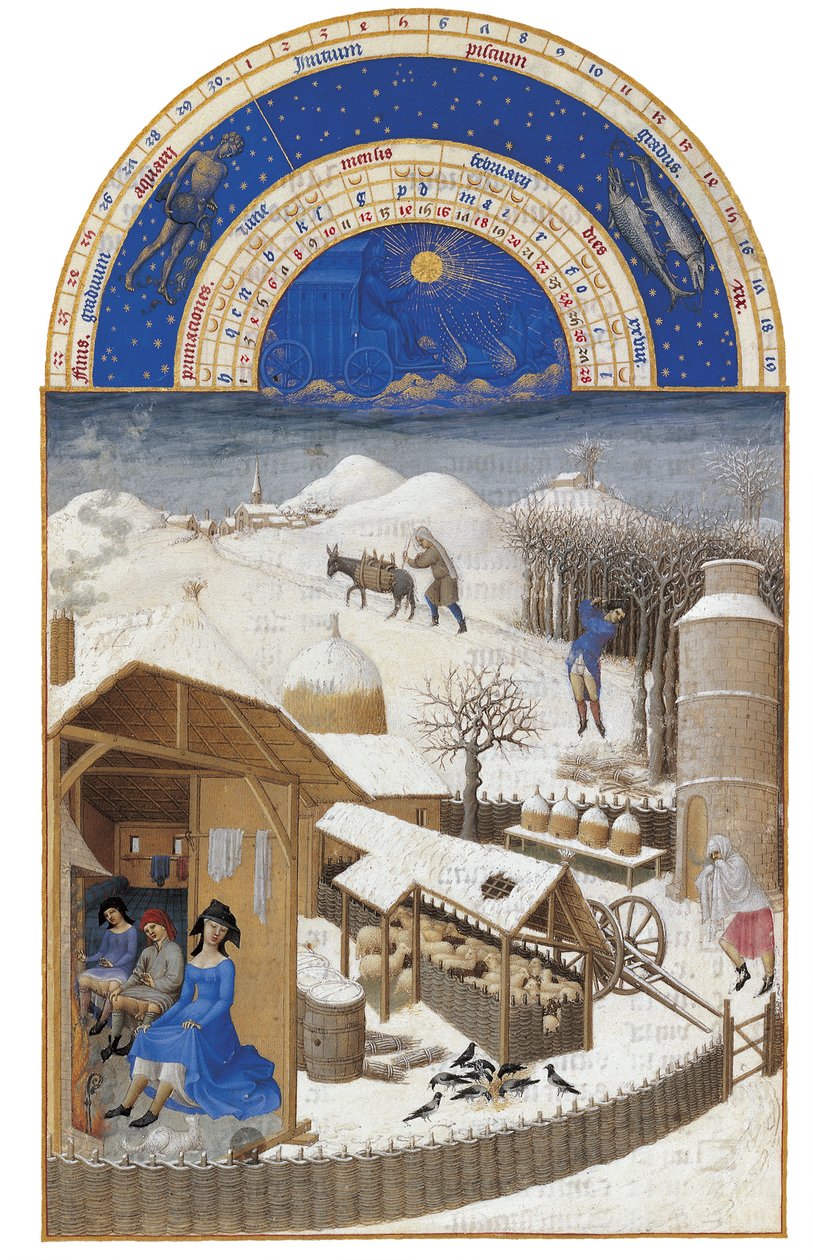 únor Velmi bohaté hodiny vévody z Berry, 1412-1416. od Limbourg Brothers