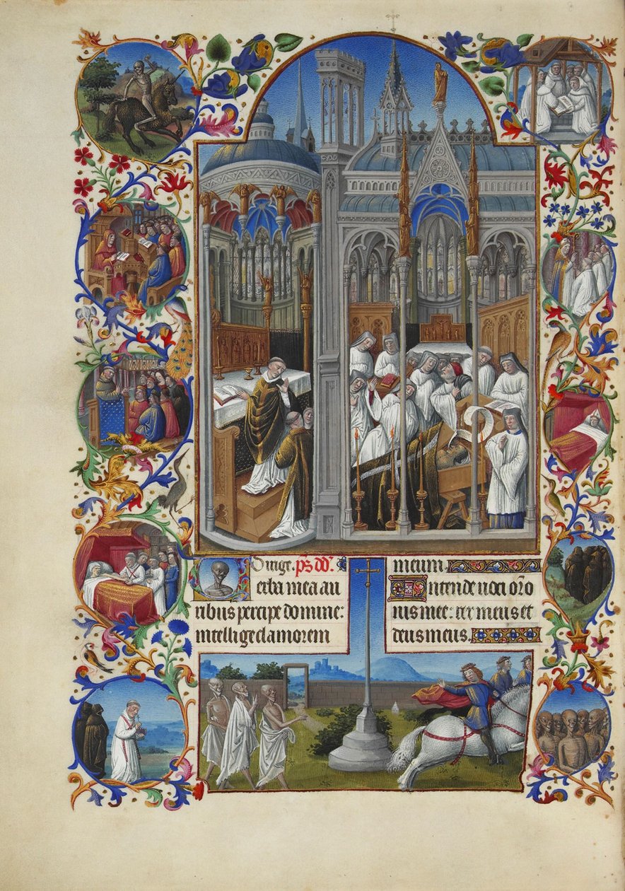 Très Riches Heures du duc de Berry Folio 86, verso - Pohřeb Raymonda Diocrèse od Limbourg Brothers