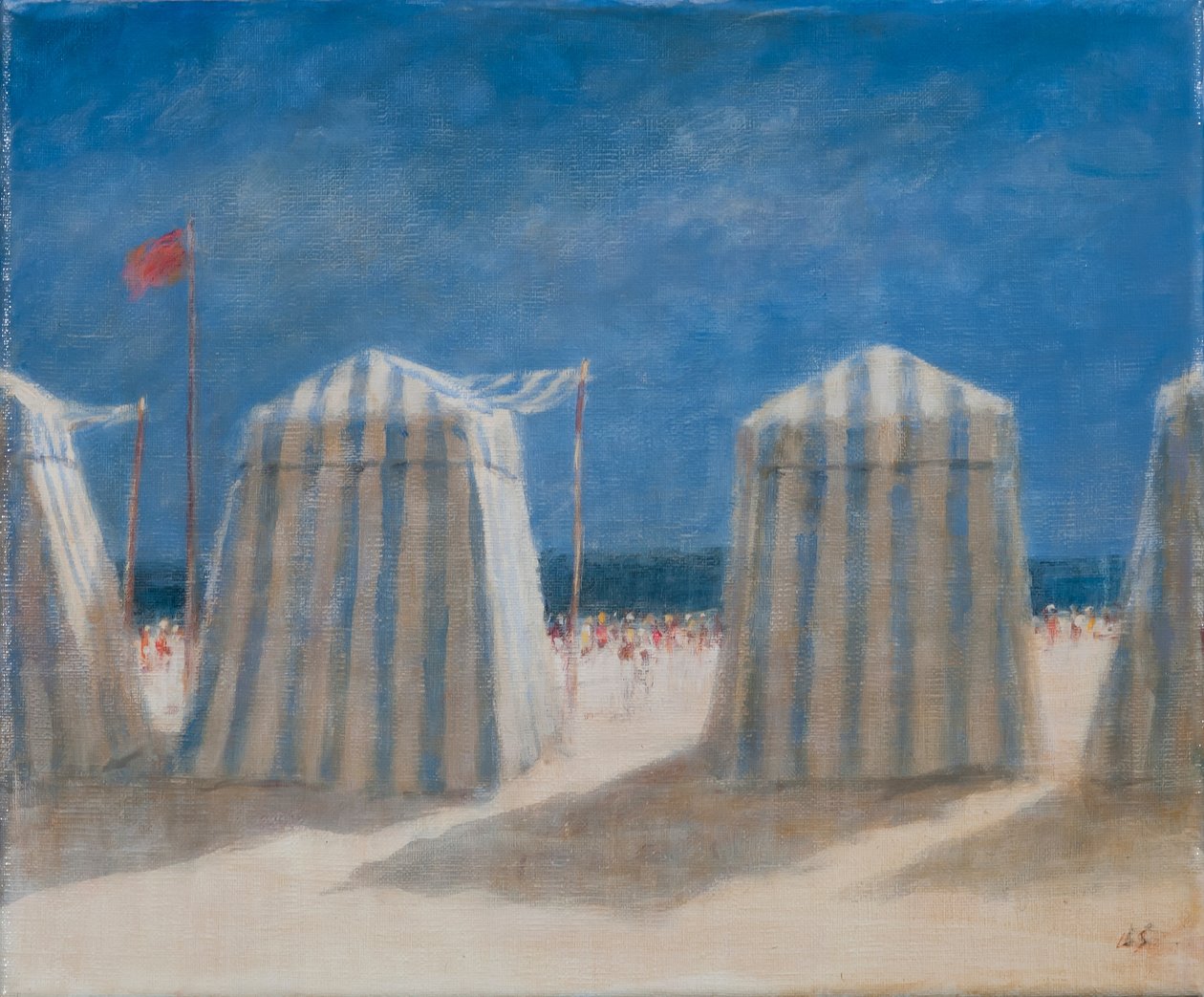 Plážové stany, Bretaň, 2012 (akryl na plátně) od Lincoln Seligman