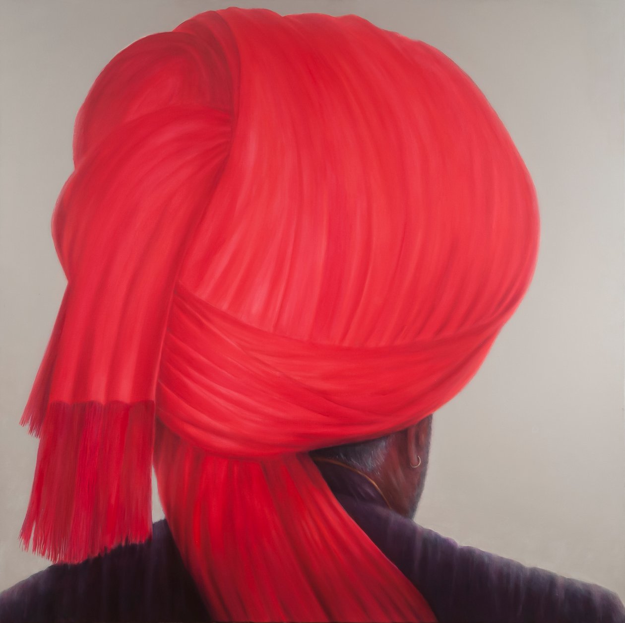 Červený turban, 2012 (akryl na plátně) od Lincoln Seligman