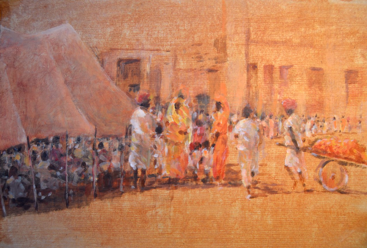 Vesnická scéna, Jaipur od Lincoln Seligman