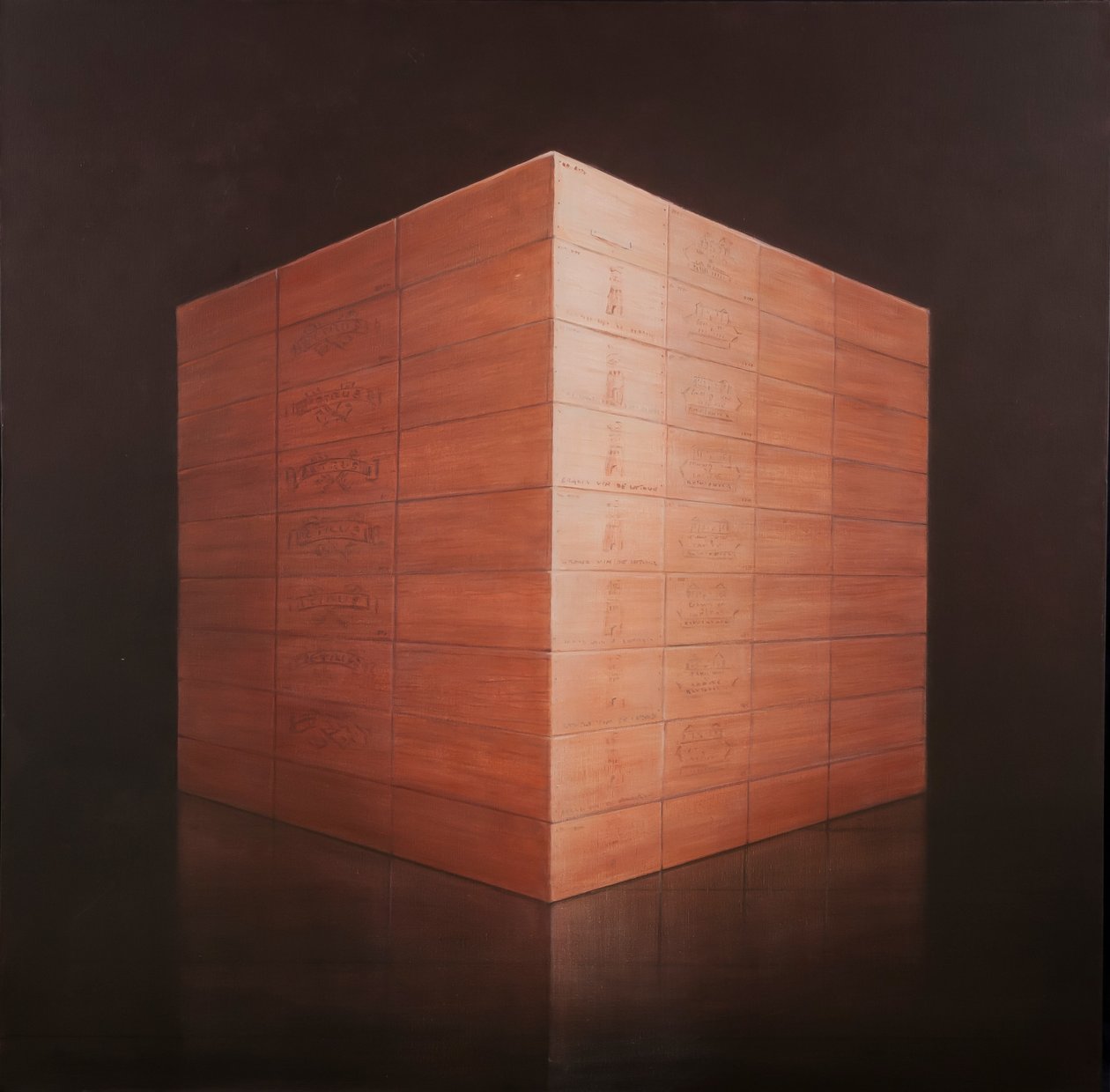 Pouzdra na víno, 2012 (akryl na plátně) od Lincoln Seligman