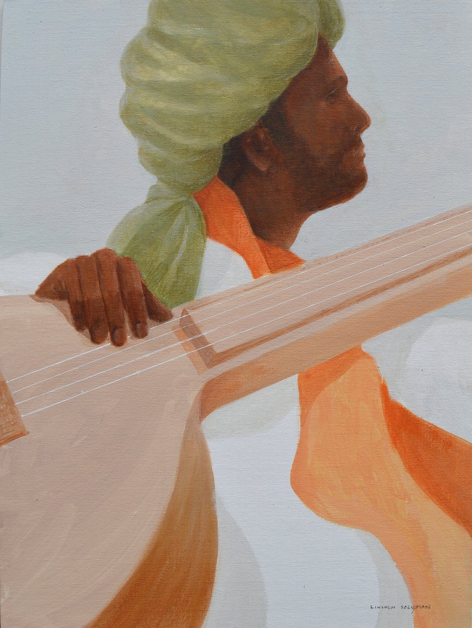Hráč na sitar, zelený turban od Lincoln Seligman