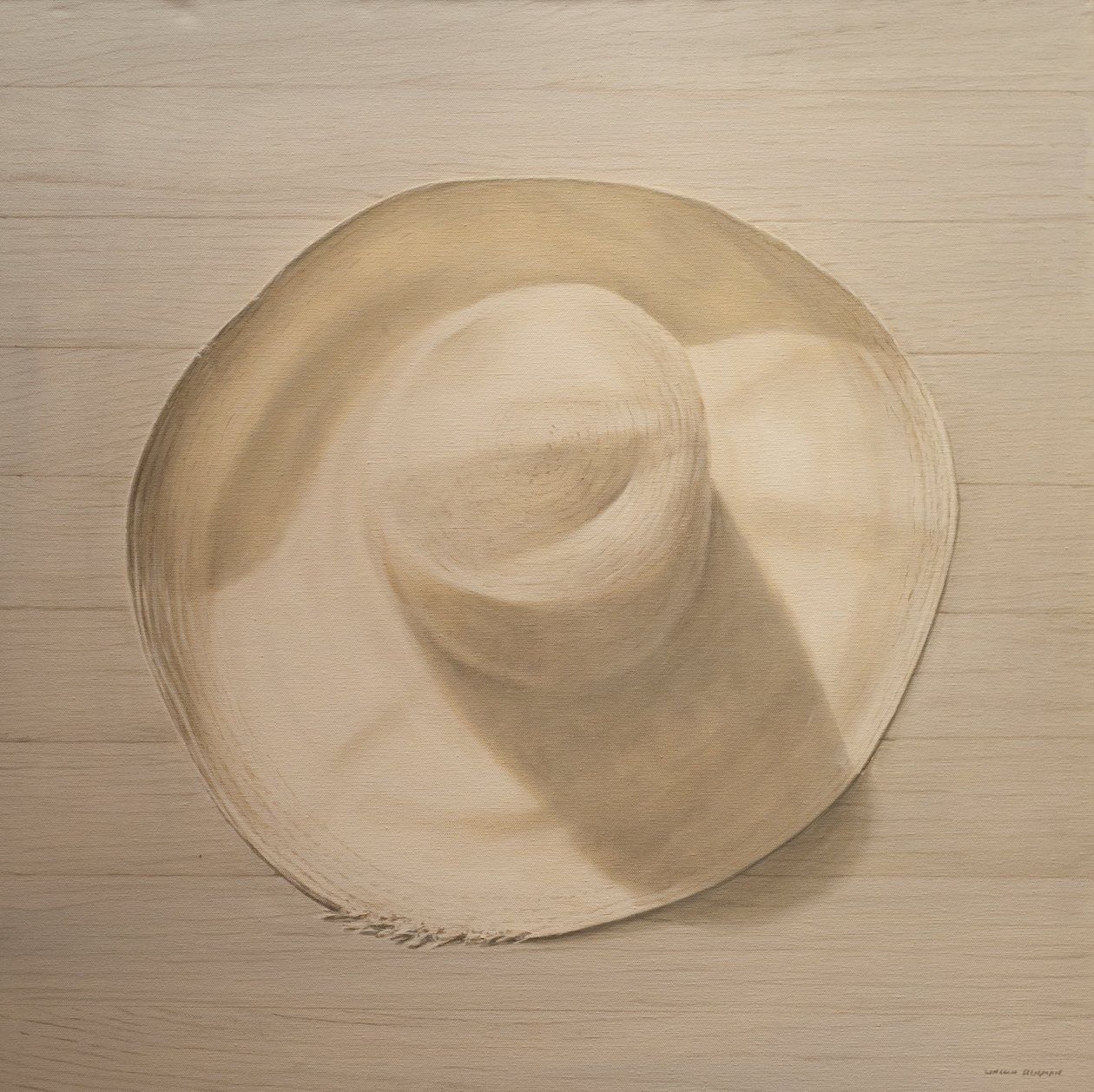 Traveling Hat on Dusty Table, 2010 (akryl na plátně) od Lincoln Seligman