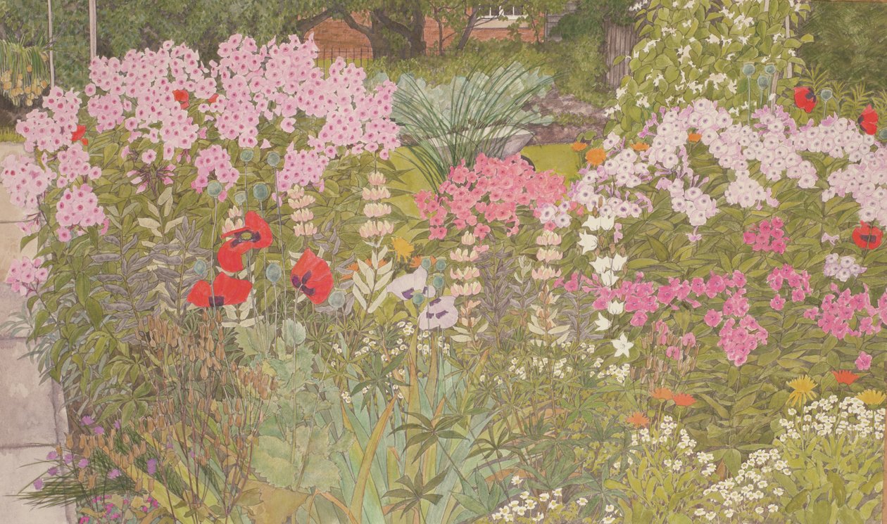 Pink Phlox v bylinné hranici od Linda Benton