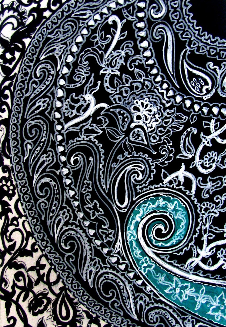 Studie Paisley, 2016 (tuš na akvarelovém papíře) od linda arthurs