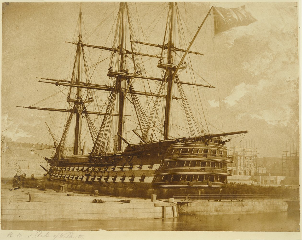 H.M.S. Duke of Wellington v Keyhamu, Anglie. od Linnaeus Tripe