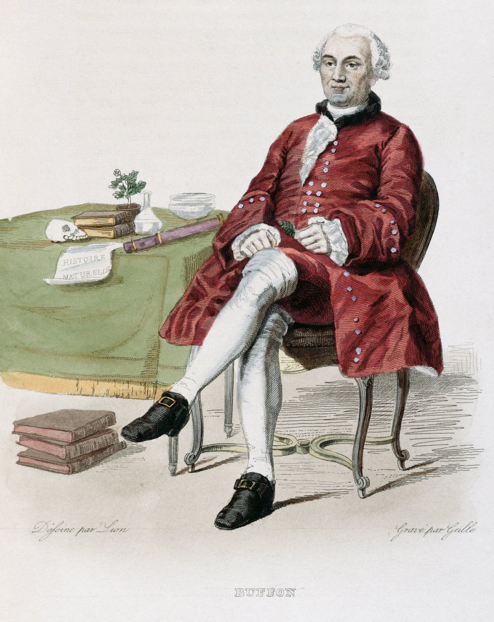 Monsieur de Buffon (1707-88) ilustrace z „Le Plutarque Francais“ od E. Mennecheta, 1835 od Lion