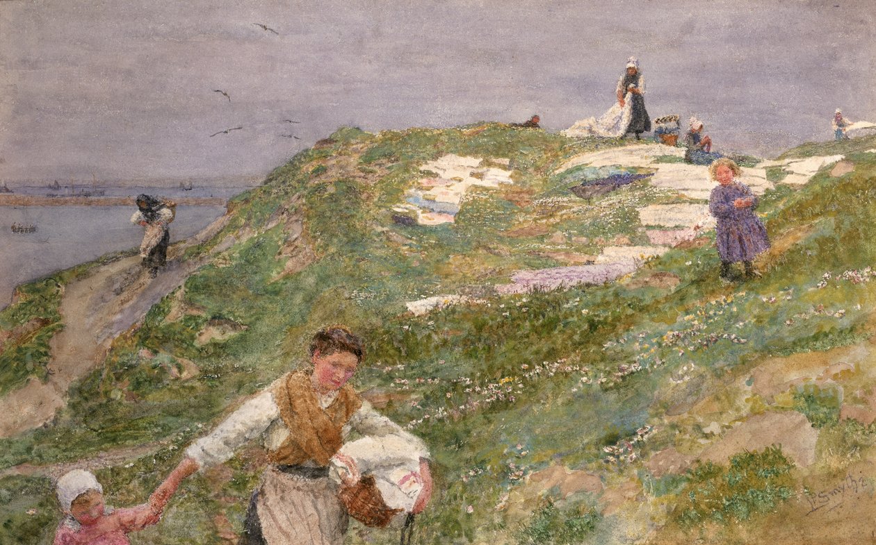 Bělící prádlo - Le Portel, před rokem 1896 (wc na papíře) od Lionel Percy Smythe