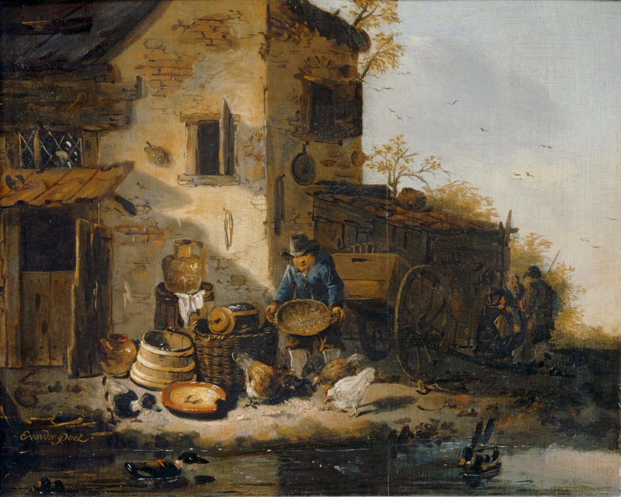 Farmář krmí kuřata ... od Lionel Hamilton Renwick