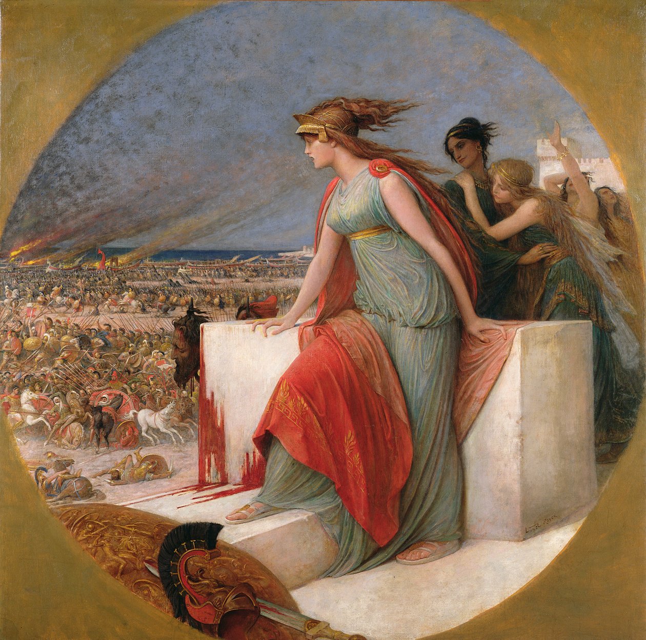 Bojová scéna, kolem roku 1890 (olej na plátně) od Lionel Noel Royer