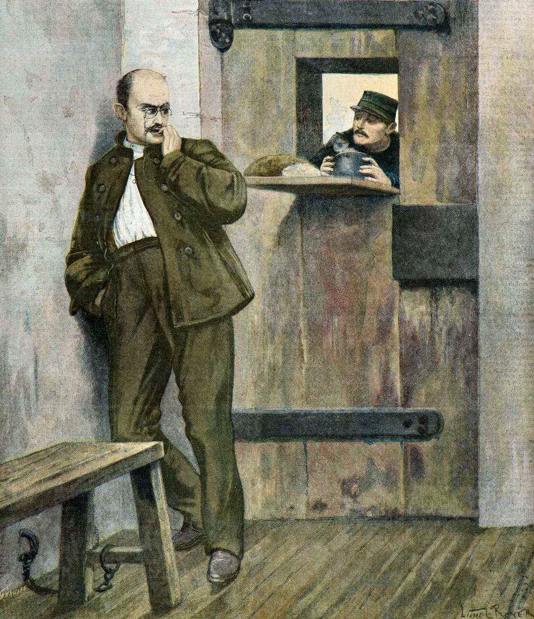Kapitán Alfred Dreyfus ve věznici prison de la sante od Lionel Noel Royer