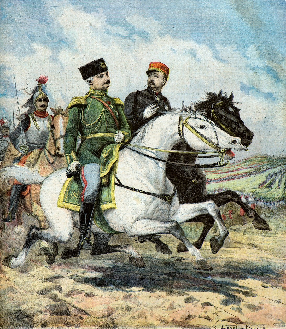 Francouzský generál Saussier a ruský generál Dragomirov od Lionel Noel Royer