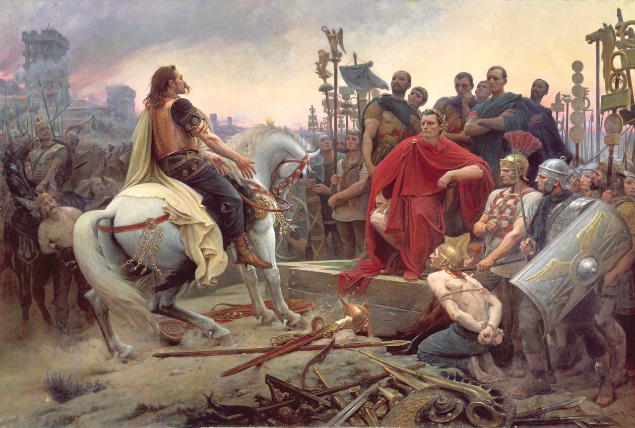 Vercingetorix vrhá ruce k nohám Julia Caesara, 1899 od Lionel Noel Royer