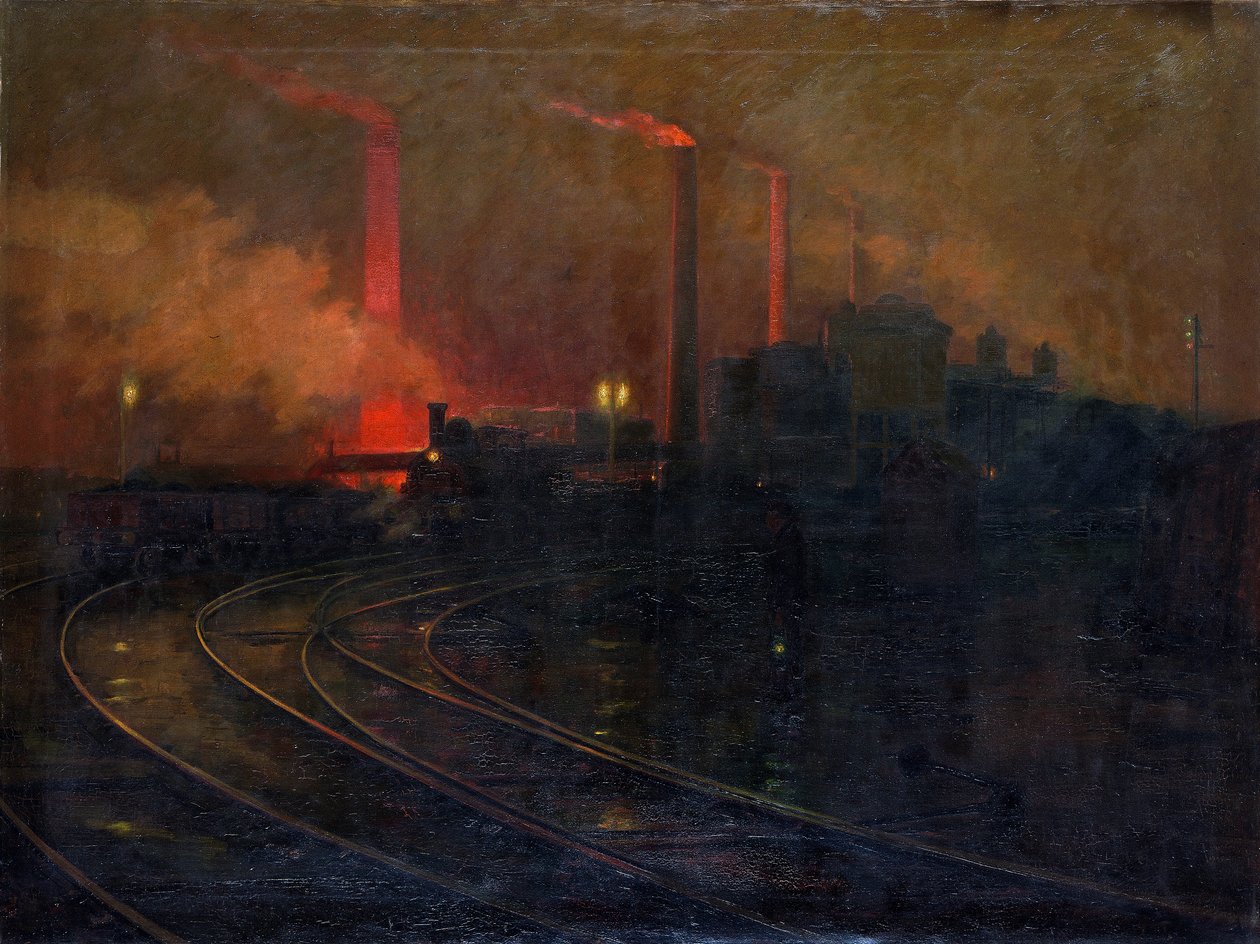 „Ocelárna Dowlais, Cardiff v noci“, 1893-1897 od Lionel Walden
